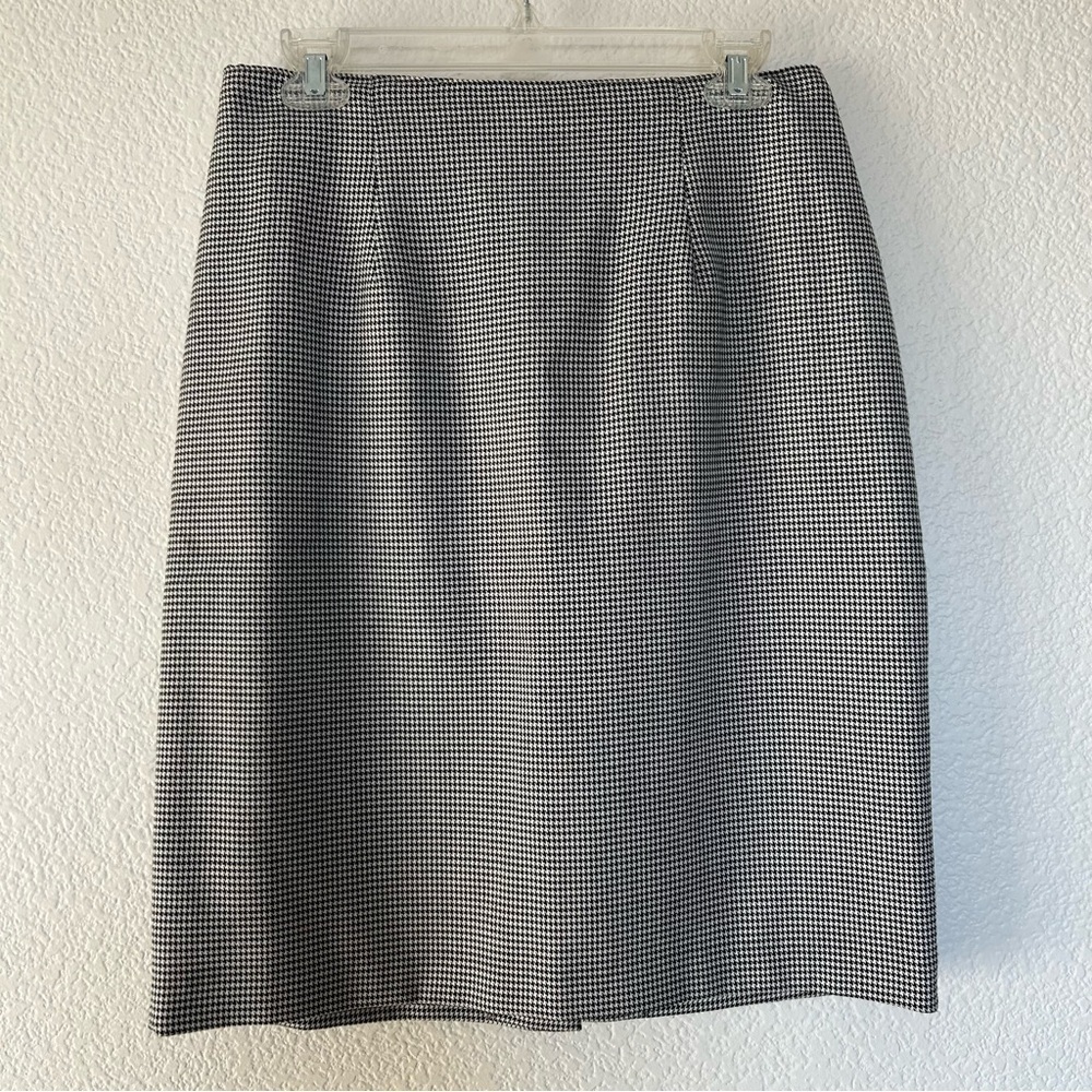 Vintage Christy Girl 90s Monochrome Feminine Zip Up Houndstooth Pencil Skirt